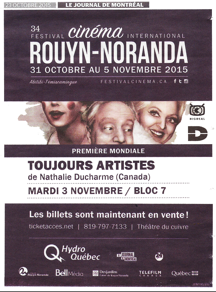 annonce journal de montréal-2- TOUJOURS ARTISTE de Nathalie Ducharme